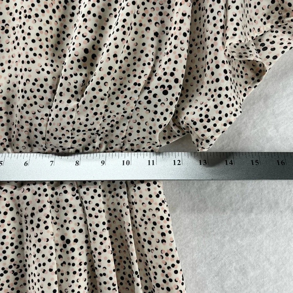 EXPRESS Dress Size 2XS Polka Dot Fit & Flare Mini Shirred Dolman Sleeve Pink - Picture 8 of 11